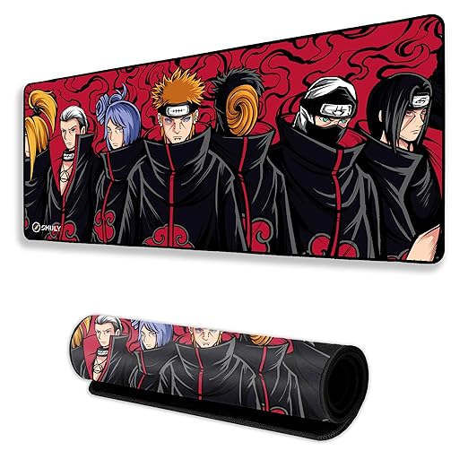 Akatsuki Anime Mouse Pad 11×23 Inch 2mm Extended Gaming Desk Mat with Anti-Slip Rubber Base Mousepad for Smooth Surface Desk pad for PC & Laptop Use Waterproof & Stiched (Multicolour) Deskpad