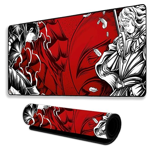 Anime Mouse Pad 11×23 Inch 2mm Extended Gaming Desk Mat with Anti-Slip Rubber Base Mousepad for Smooth Surface Desk pad for PC & Laptop Use Waterproof & Stiched (Multicolour) Deskpad