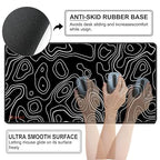 Black Contour Line Mouse Pad 11×23Inch 2mm Extended Gaming Desk Mat with Anti-Slip Rubber Base Mousepad for Smooth Surface Desk pad for PC & Laptop Use Waterproof & Stiched (Black/White) Deskpad