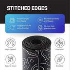 Black Contour Line Mouse Pad 11×23Inch 2mm Extended Gaming Desk Mat with Anti-Slip Rubber Base Mousepad for Smooth Surface Desk pad for PC & Laptop Use Waterproof & Stiched (Black/White) Deskpad