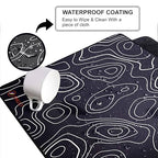 Black Contour Line Mouse Pad 11×23Inch 2mm Extended Gaming Desk Mat with Anti-Slip Rubber Base Mousepad for Smooth Surface Desk pad for PC & Laptop Use Waterproof & Stiched (Black/White) Deskpad