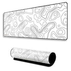 White Contour Line Mouse Pad 11×23Inch 2mm Extended Gaming Desk Mat with Anti-Slip Rubber Base Mousepad for Smooth Surface Desk pad for PC & Laptop Use Waterproof & Stiched (Black/White) Deskpad