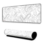White Contour Line Mouse Pad 11×23Inch 2mm Extended Gaming Desk Mat with Anti-Slip Rubber Base Mousepad for Smooth Surface Desk pad for PC & Laptop Use Waterproof & Stiched (Black/White) Deskpad