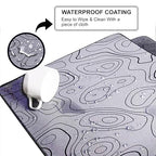 White Contour Line Mouse Pad 11×23Inch 2mm Extended Gaming Desk Mat with Anti-Slip Rubber Base Mousepad for Smooth Surface Desk pad for PC & Laptop Use Waterproof & Stiched (Black/White) Deskpad
