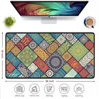 Decorative Mandala Large Gaming Mouse Pad,11x23 Inch Extended Desk Mat, Waterproof Desk Pad with Anti-Slip Rubber Base Mousepad,Stitched Edges,Smooth Surface for Office,PC & Laptop (Multicolour)