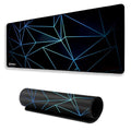 Geometric Print Large Gaming Mouse Pad, 11x23 Inch Extended Desk Mat, Waterproof Desk Pad with Anti-Slip Rubber Base Mousepad,Stitched Edges,Smooth Surface for Office, PC & Laptop (Black/Blue)