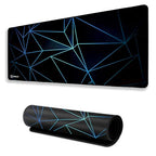 Geometric Print Large Gaming Mouse Pad, 11x23 Inch Extended Desk Mat, Waterproof Desk Pad with Anti-Slip Rubber Base Mousepad,Stitched Edges,Smooth Surface for Office, PC & Laptop (Black/Blue)