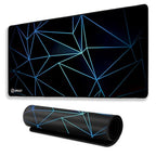 Geometric Print Large Gaming Mouse Pad, 11x23 Inch Extended Desk Mat, Waterproof Desk Pad with Anti-Slip Rubber Base Mousepad,Stitched Edges,Smooth Surface for Office, PC & Laptop (Black/Blue)