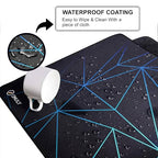 Geometric Print Large Gaming Mouse Pad, 11x23 Inch Extended Desk Mat, Waterproof Desk Pad with Anti-Slip Rubber Base Mousepad,Stitched Edges,Smooth Surface for Office, PC & Laptop (Black/Blue)