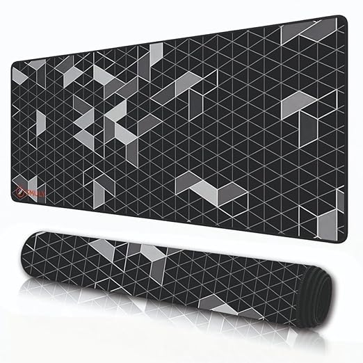 Abstract Geometric Grid,Large Desk Mat, Extended Mouse Pad 58.5 x 28 cm, Desk Pad, Washable Mousepad, 2mm Thick Non-Slip Rubber Base, Stitched Edges for Office, Home & Workstation (Multicolour)