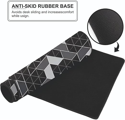 Abstract Geometric Grid,Large Desk Mat, Extended Mouse Pad 58.5 x 28 cm, Desk Pad, Washable Mousepad, 2mm Thick Non-Slip Rubber Base, Stitched Edges for Office, Home & Workstation (Multicolour)