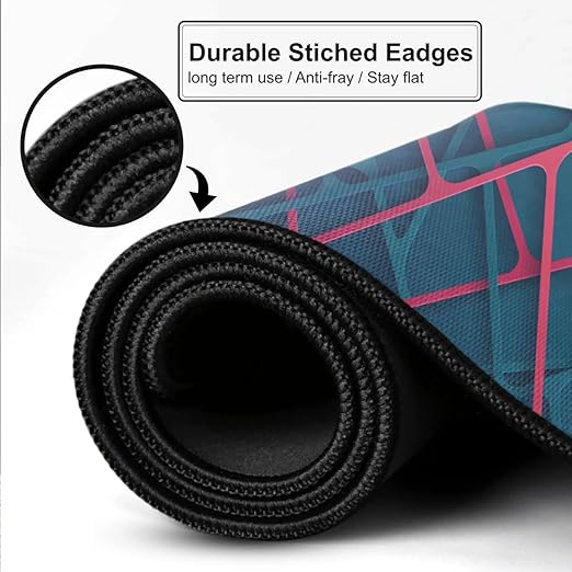 Modern Abstract Large Desk Mat, Extended Mouse Pad 58.5 x 28 cm, Desk Pad, Washable Mousepad, 2mm Thick Non-Slip Rubber Base, Stitched Edges for Office, Home & Workstation (Multicolour)