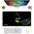 Neon Wave Design Large Desk Mat, Extended Mouse Pad 58.5 x 28 cm, Desk Pad, Washable Mousepad, 2mm Thick Non-Slip Rubber Base, Stitched Edges for Office, Home & Workstation (Multicolour)