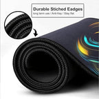 Neon Wave Design Large Desk Mat, Extended Mouse Pad 58.5 x 28 cm, Desk Pad, Washable Mousepad, 2mm Thick Non-Slip Rubber Base, Stitched Edges for Office, Home & Workstation (Multicolour)