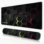 RGB Hexagon Design,Large Desk Mat, Extended Mouse Pad 58.5 x 28 cm, Desk Pad, Washable Mousepad, 2mm Thick Non-Slip Rubber Base, Stitched Edges for Office, Home & Workstation (Multicolour)