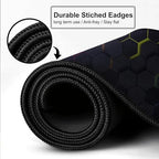 RGB Hexagon Design,Large Desk Mat, Extended Mouse Pad 58.5 x 28 cm, Desk Pad, Washable Mousepad, 2mm Thick Non-Slip Rubber Base, Stitched Edges for Office, Home & Workstation (Multicolour)