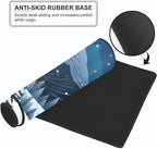 Snowy Mountain Scene Large Desk Mat, Extended Mouse Pad 58.5 x 28 cm, Desk Pad, Washable Mousepad, 2mm Thick Non-Slip Rubber Base, Stitched Edges for Office, Home & Workstation (Multicolour)