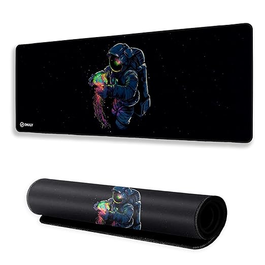 Astronaut Space Mouse Pad 18×36 Inch 3mm Extended Gaming Desk Mat with Anti-Slip Rubber Base Mousepad for Smooth Surface Desk pad for PC & Laptop Use Waterproof & Stiched (Multicolour) Deskpad