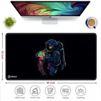 Astronaut Space Mouse Pad 18×36 Inch 3mm Extended Gaming Desk Mat with Anti-Slip Rubber Base Mousepad for Smooth Surface Desk pad for PC & Laptop Use Waterproof & Stiched (Multicolour) Deskpad
