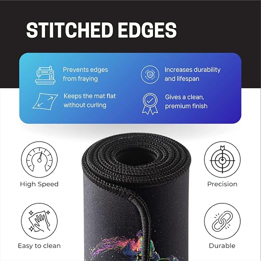 Astronaut Space Mouse Pad 18×36 Inch 3mm Extended Gaming Desk Mat with Anti-Slip Rubber Base Mousepad for Smooth Surface Desk pad for PC & Laptop Use Waterproof & Stiched (Multicolour) Deskpad