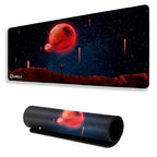 Red Planet Space Design Large Desk Mat, Extended Mouse Pad 58.5 x 28 cm, Desk Pad, Washable Mousepad, 2mm Thick Non-Slip Rubber Base, Stitched Edges for Office, Home & Workstation (Multicolour)