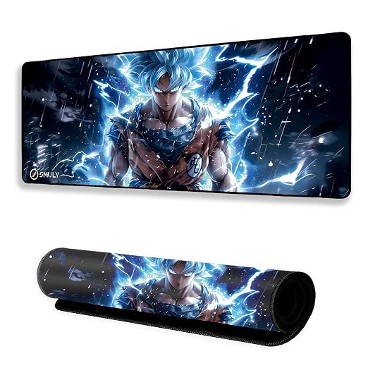 Blue Energy Anime Mouse Pad 11×23 Inch 2mm Extended Gaming Desk Mat with Anti-Slip Rubber Base Mousepad for Smooth Surface Desk pad for PC & Laptop Use Waterproof & Stiched (Multicolour) Deskpad