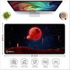 Red Planet Space Design Large Desk Mat, Extended Mouse Pad 58.5 x 28 cm, Desk Pad, Washable Mousepad, 2mm Thick Non-Slip Rubber Base, Stitched Edges for Office, Home & Workstation (Multicolour)