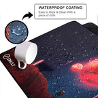 Red Planet Space Design Large Desk Mat, Extended Mouse Pad 58.5 x 28 cm, Desk Pad, Washable Mousepad, 2mm Thick Non-Slip Rubber Base, Stitched Edges for Office, Home & Workstation (Multicolour)