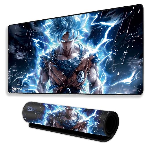 Blue Energy Anime Mouse Pad 11×23 Inch 2mm Extended Gaming Desk Mat with Anti-Slip Rubber Base Mousepad for Smooth Surface Desk pad for PC & Laptop Use Waterproof & Stiched (Multicolour) Deskpad
