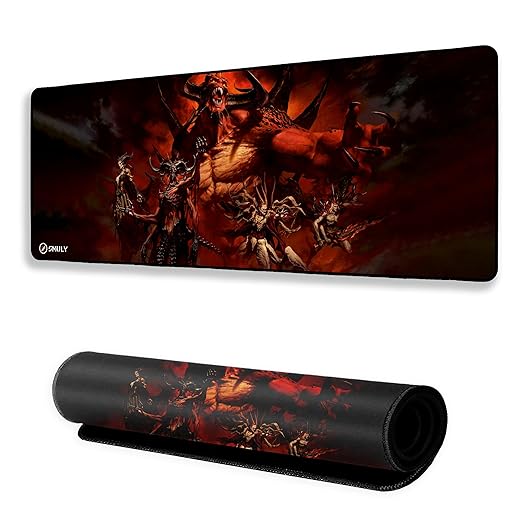 Demon King Army Mouse Pad 18×36 Inch 3mm Extended Gaming Desk Mat with Anti-Slip Rubber Base Mousepad for Smooth Surface Desk pad for PC & Laptop Use Waterproof & Stiched (Multicolour) Deskpad