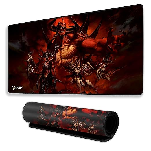 Demon King Army Mouse Pad 18×36 Inch 3mm Extended Gaming Desk Mat with Anti-Slip Rubber Base Mousepad for Smooth Surface Desk pad for PC & Laptop Use Waterproof & Stiched (Multicolour) Deskpad