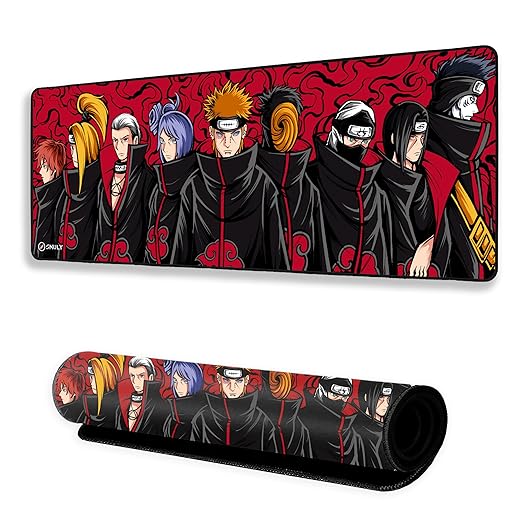 Akatsuki Anime Mouse Pad 11×23 Inch 2mm Extended Gaming Desk Mat with Anti-Slip Rubber Base Mousepad for Smooth Surface Desk pad for PC & Laptop Use Waterproof & Stiched (Multicolour) Deskpad