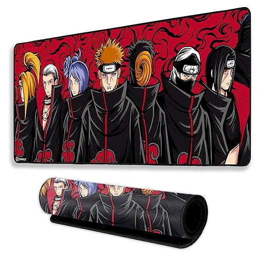 Akatsuki Anime Mouse Pad 11×23 Inch 2mm Extended Gaming Desk Mat with Anti-Slip Rubber Base Mousepad for Smooth Surface Desk pad for PC & Laptop Use Waterproof & Stiched (Multicolour) Deskpad