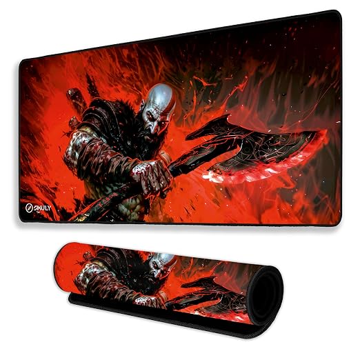 Action Warrior Theme Mouse Pad 11×23 Inch 2mm Extended Gaming Desk Mat with Anti-Slip Rubber Base Mousepad for Smooth Surface Desk pad for PC & Laptop Use Waterproof & Stiched (Multicolour)