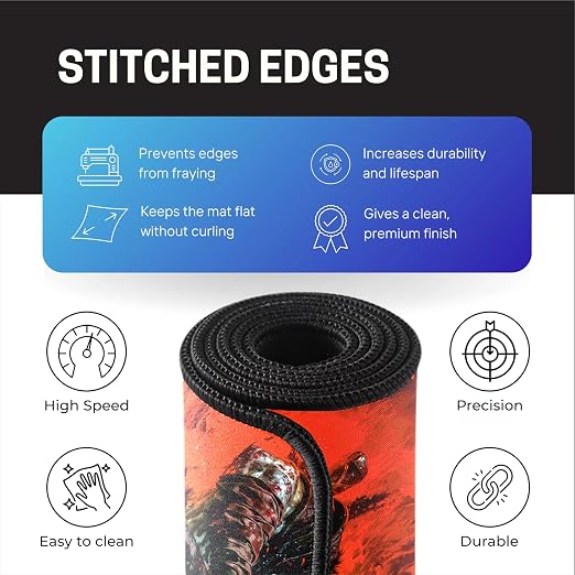 Action Warrior Theme Mouse Pad 11×23 Inch 2mm Extended Gaming Desk Mat with Anti-Slip Rubber Base Mousepad for Smooth Surface Desk pad for PC & Laptop Use Waterproof & Stiched (Multicolour)