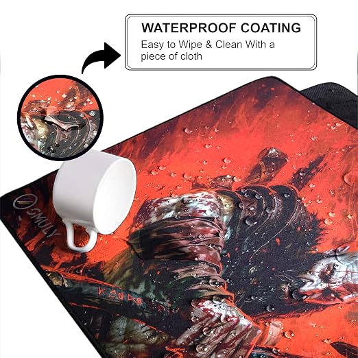 Action Warrior Theme Mouse Pad 11×23 Inch 2mm Extended Gaming Desk Mat with Anti-Slip Rubber Base Mousepad for Smooth Surface Desk pad for PC & Laptop Use Waterproof & Stiched (Multicolour)