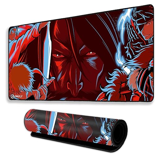 Samurai Warrior Mouse Pad 11×23 Inch 2mm Extended Gaming Desk Mat with Anti-Slip Rubber Base Mousepad for Smooth Surface Desk pad for PC & Laptop Use Waterproof & Stiched (Multicolour) Deskpad