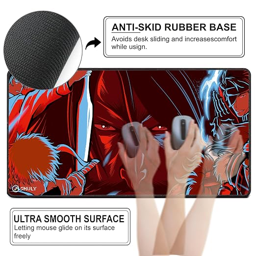 Samurai Warrior Mouse Pad 11×23 Inch 2mm Extended Gaming Desk Mat with Anti-Slip Rubber Base Mousepad for Smooth Surface Desk pad for PC & Laptop Use Waterproof & Stiched (Multicolour) Deskpad