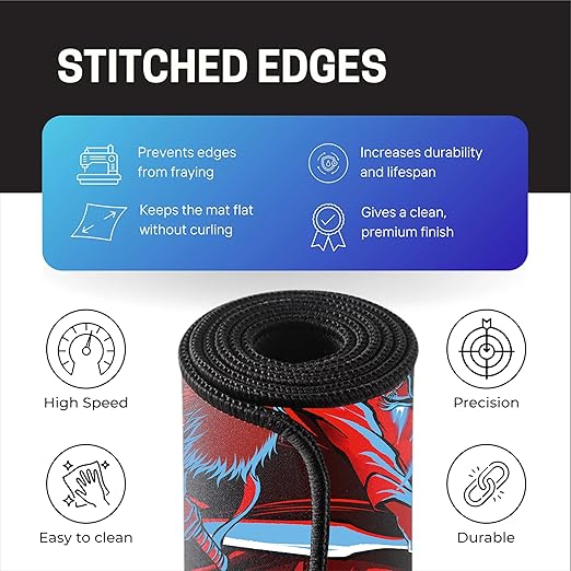 Samurai Warrior Mouse Pad 11×23 Inch 2mm Extended Gaming Desk Mat with Anti-Slip Rubber Base Mousepad for Smooth Surface Desk pad for PC & Laptop Use Waterproof & Stiched (Multicolour) Deskpad