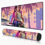 GTA Inspired Gaming Mouse Pad, Large Desk Mat 58.5 x 28 cm, Extended Washable Mousepad, Desk Pad, 2mm Thick Non-Slip Rubber Base, Stitched Edges, Smooth Surface (Multicolour)