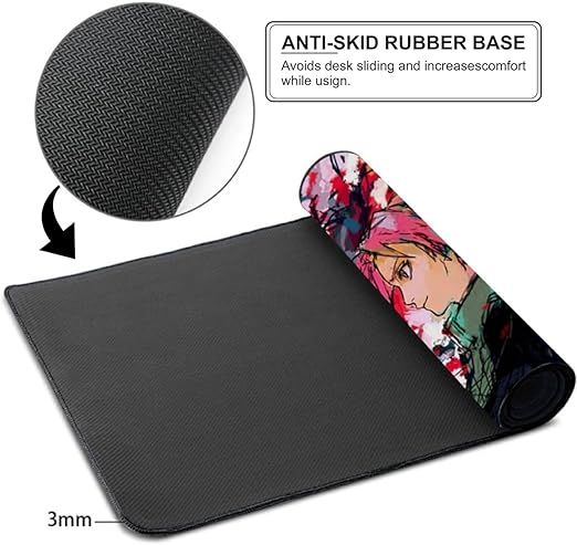 Anime Ninja Team Gaming Mouse Pad, Large Desk Mat 58.5 x 28 cm, Extended Washable Mousepad, Desk Pad, 2mm Thick Non-Slip Rubber Base, Stitched Edges, Smooth Surface (Multicolour)