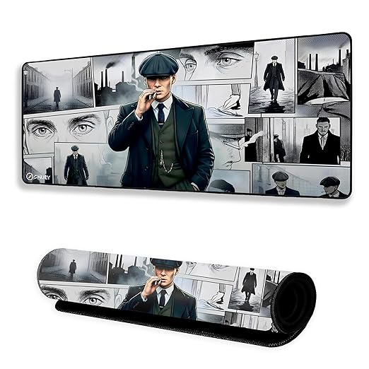 Vintage Gangster Mouse Pad 11×23 Inch 2mm Extended Gaming Desk Mat with Anti-Slip Rubber Base Mousepad for Smooth Surface Desk pad for PC & Laptop Use Waterproof & Stiched (Multicolour) Deskpad