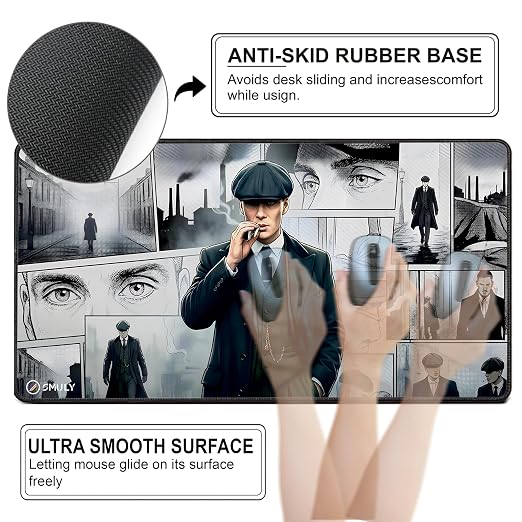 Vintage Gangster Mouse Pad 11×23 Inch 2mm Extended Gaming Desk Mat with Anti-Slip Rubber Base Mousepad for Smooth Surface Desk pad for PC & Laptop Use Waterproof & Stiched (Multicolour) Deskpad