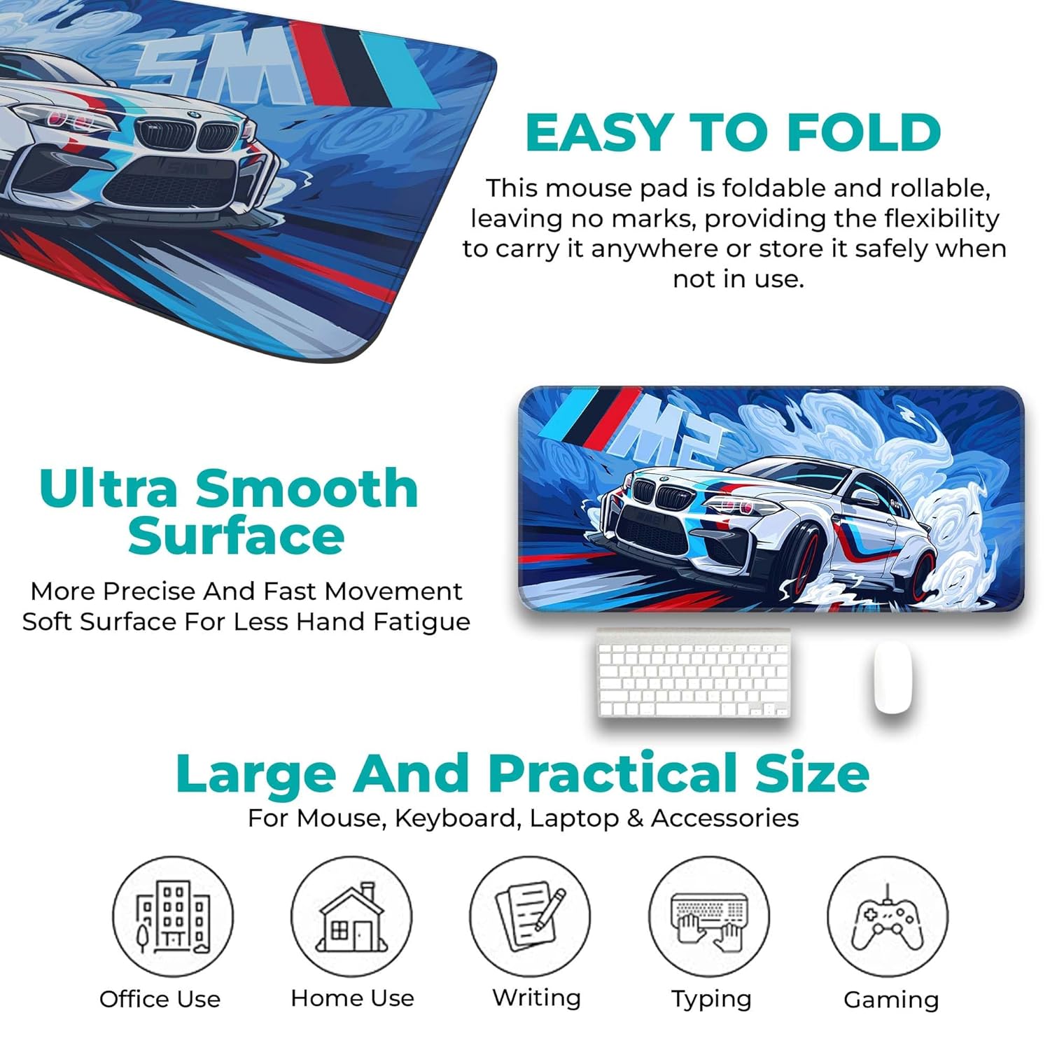 Sports Car Inspired Large Desk Mat, Desk Pad, Mouse Pad
