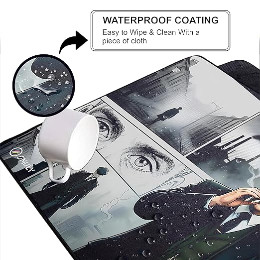 Vintage Gangster Mouse Pad 11×23 Inch 2mm Extended Gaming Desk Mat with Anti-Slip Rubber Base Mousepad for Smooth Surface Desk pad for PC & Laptop Use Waterproof & Stiched (Multicolour) Deskpad