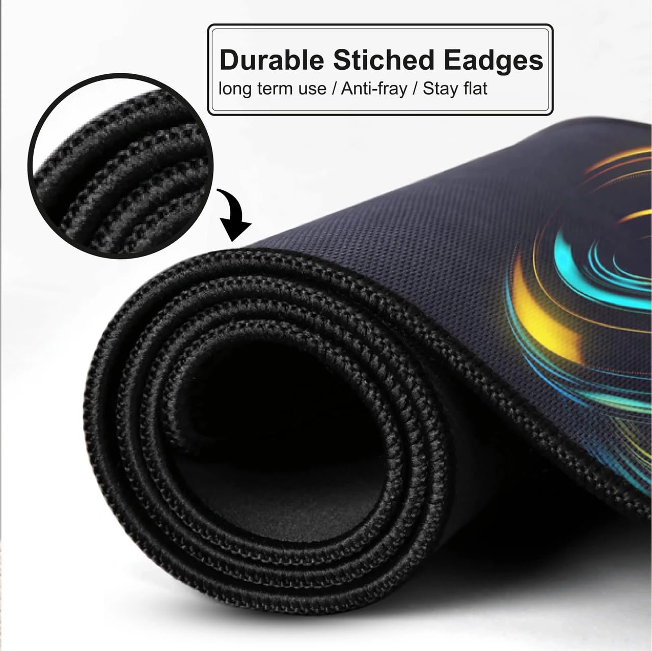 Neon Wave Print Extended Mouse Pad Desk Mat