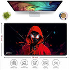Gaming Mouse Pad, Large Desk Mat 11 x 23 inch, Extended Washable Mousepad, Desk Pad, 2mm Thick Non-Slip Rubber Base, Stitched Edges, Smooth Surface (Multicolour) – Red Hoodie Spider Design