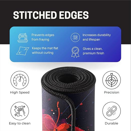 Gaming Mouse Pad, Large Desk Mat 11 x 23 inch, Extended Washable Mousepad, Desk Pad, 2mm Thick Non-Slip Rubber Base, Stitched Edges, Smooth Surface (Multicolour) – Red Hoodie Spider Design