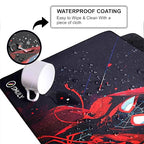Gaming Mouse Pad, Large Desk Mat 11 x 23 inch, Extended Washable Mousepad, Desk Pad, 2mm Thick Non-Slip Rubber Base, Stitched Edges, Smooth Surface (Multicolour) – Red Hoodie Spider Design