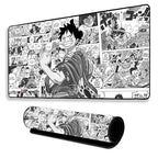 Pirate Anime Mouse Pad 11×23 Inch 2mm Extended Gaming Desk Mat with Anti-Slip Rubber Base Mousepad for Smooth Surface Desk pad for PC & Laptop Use Waterproof & Stiched (Black/White) Deskpad